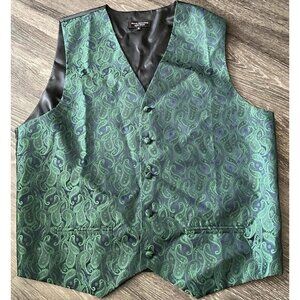 Vintage PAUL MALONE Palm Beach Men’s Vest Sz XL FORMAL Tuxedo Vest Green Blue